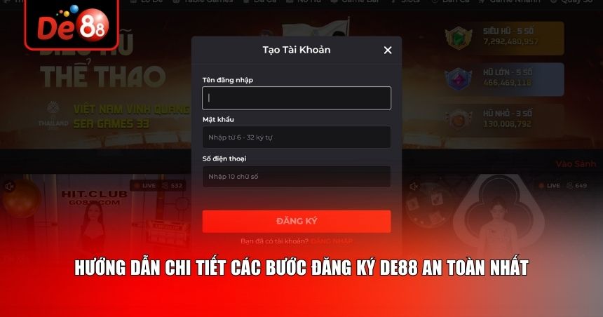 Đăng Ký De88 – Hướng Dẫn Mở Tài Khoản Nhận Khủng 888K 2 Quy trình đăng ký De88 đã được tối giản hóa tối đa